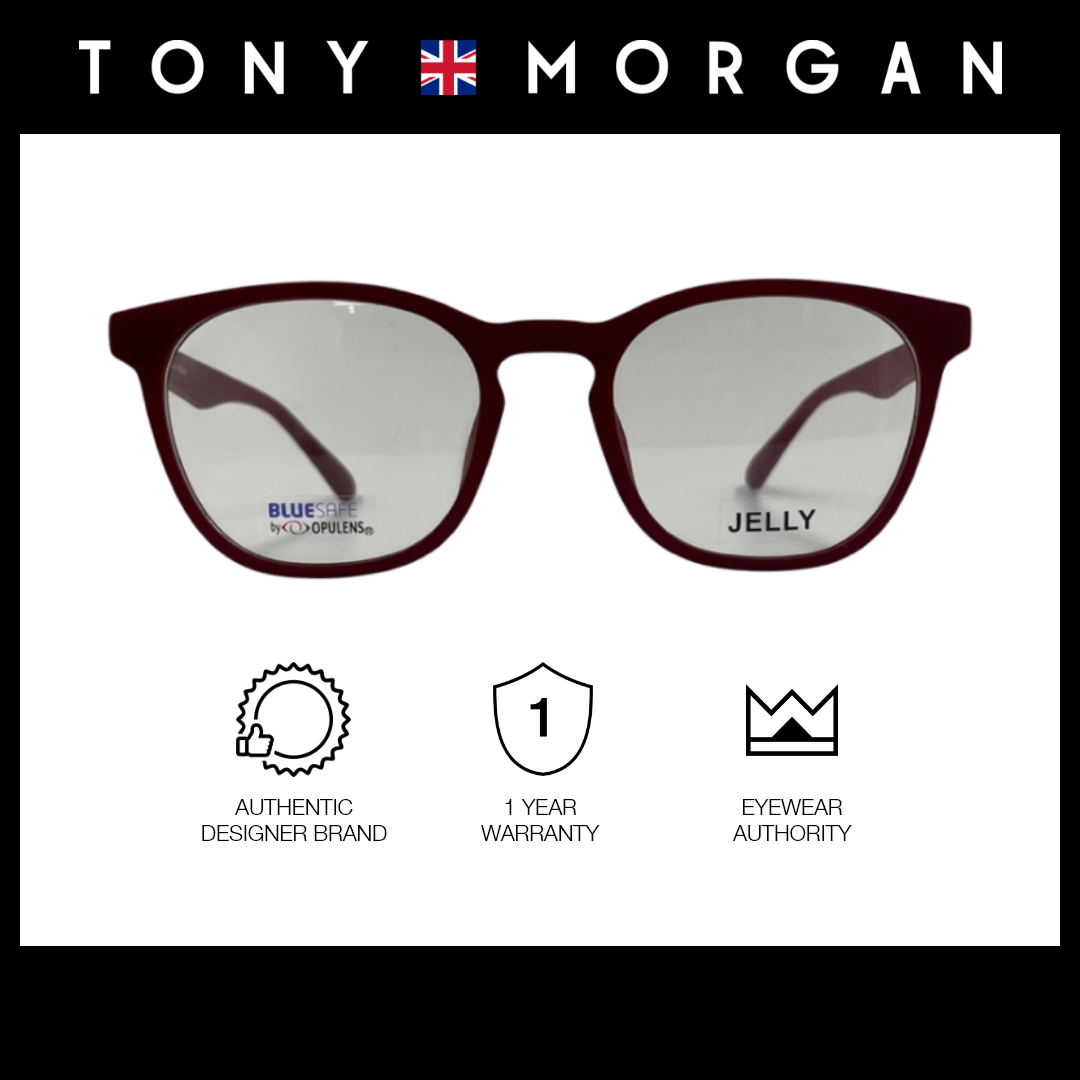 Tony Morgan Men's Red TR 90 Square Eyeglasses with Anti-Blue Light and Replaceable Lens TMALBARED56