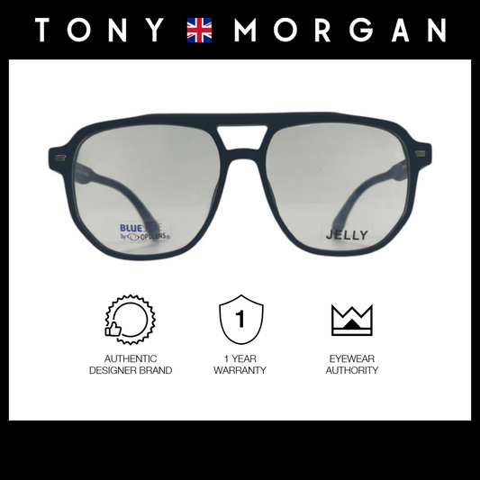 Tony Morgan Men's Blue TR 90 Aviator Eyeglasses with Anti-Blue Light and Replaceable Lens TMMAVYBLUE55