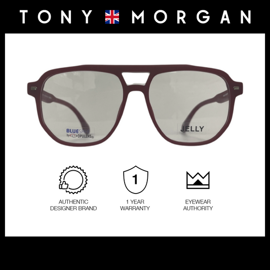 Tony Morgan Men's Red TR 90 Aviator Eyeglasses with Anti-Blue Light and Replaceable Lens TMMAVYRED55