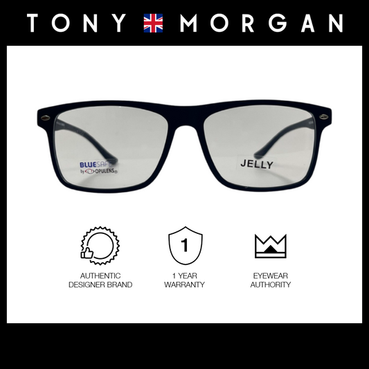 Tony Morgan Men's Blue TR 90 Rectangle Eyeglasses with Anti-Blue Light and Replaceable Lens TMROWANBLUE57