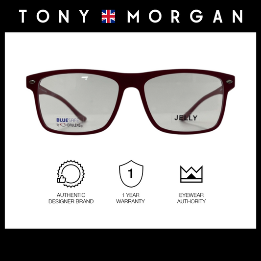 Tony Morgan Men's Red TR 90 Rectangle Eyeglasses with Anti-Blue Light and Replaceable Lens TMROWANRED57